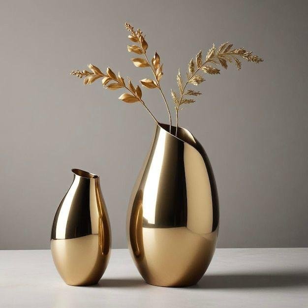 Minimalist Polished Brass Teardrop Vases