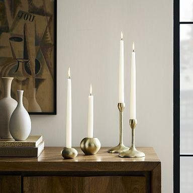 Slender Brass Taper & Pebble Candle Holders